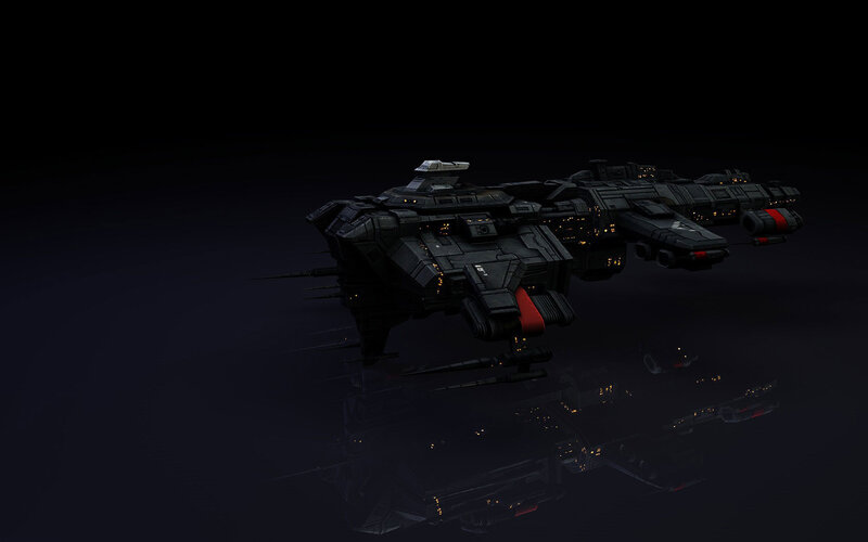 dark spaceship in space
