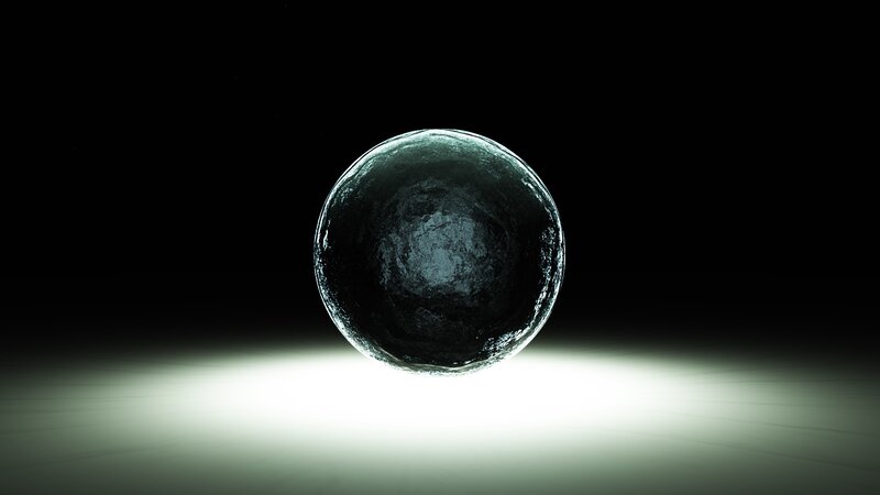 dark sphere on lit surface