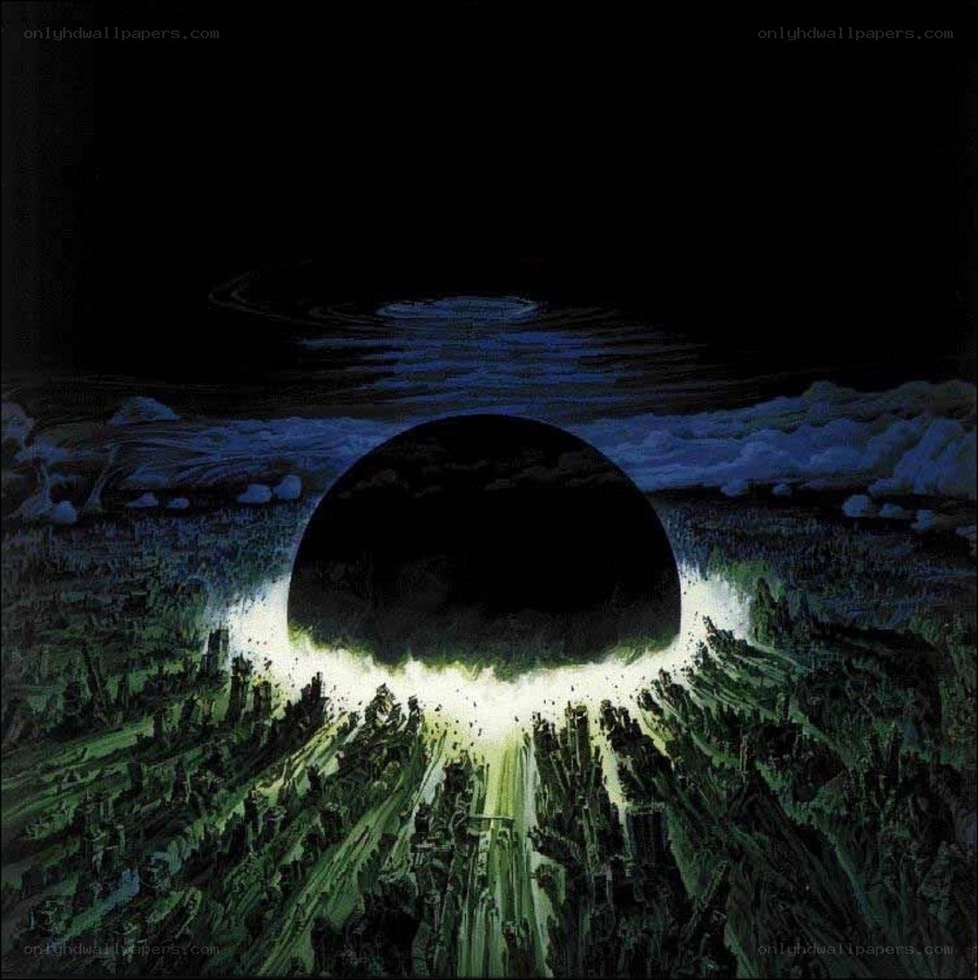 Dark sphere over city
