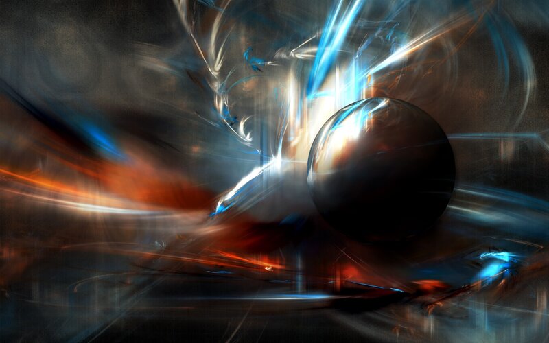 Dark Sphere with Light Streaks — Black