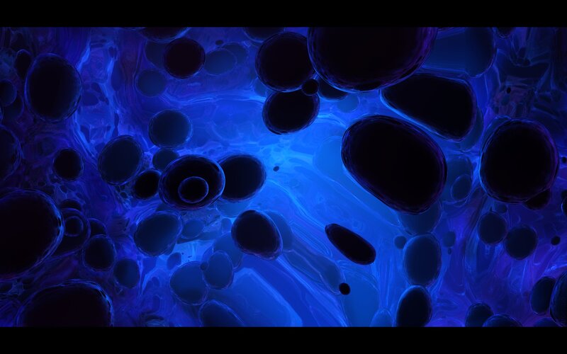 Dark Spheres in Blue Liquid