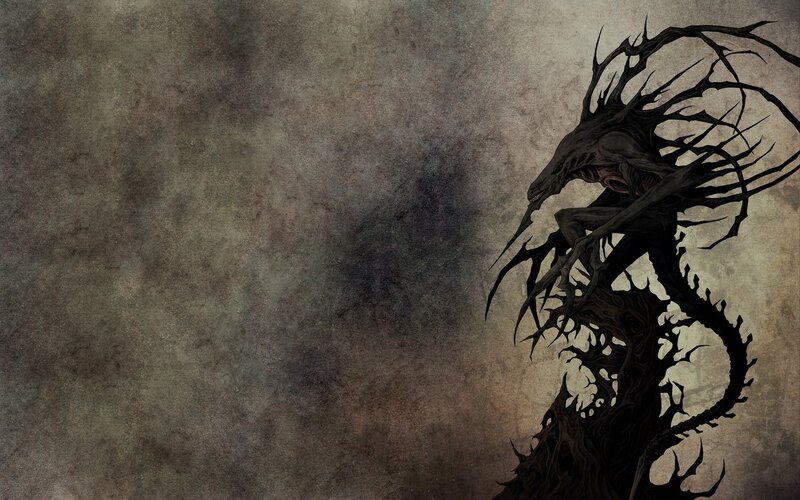 Dark Spiky Creature — Black, Dramatic