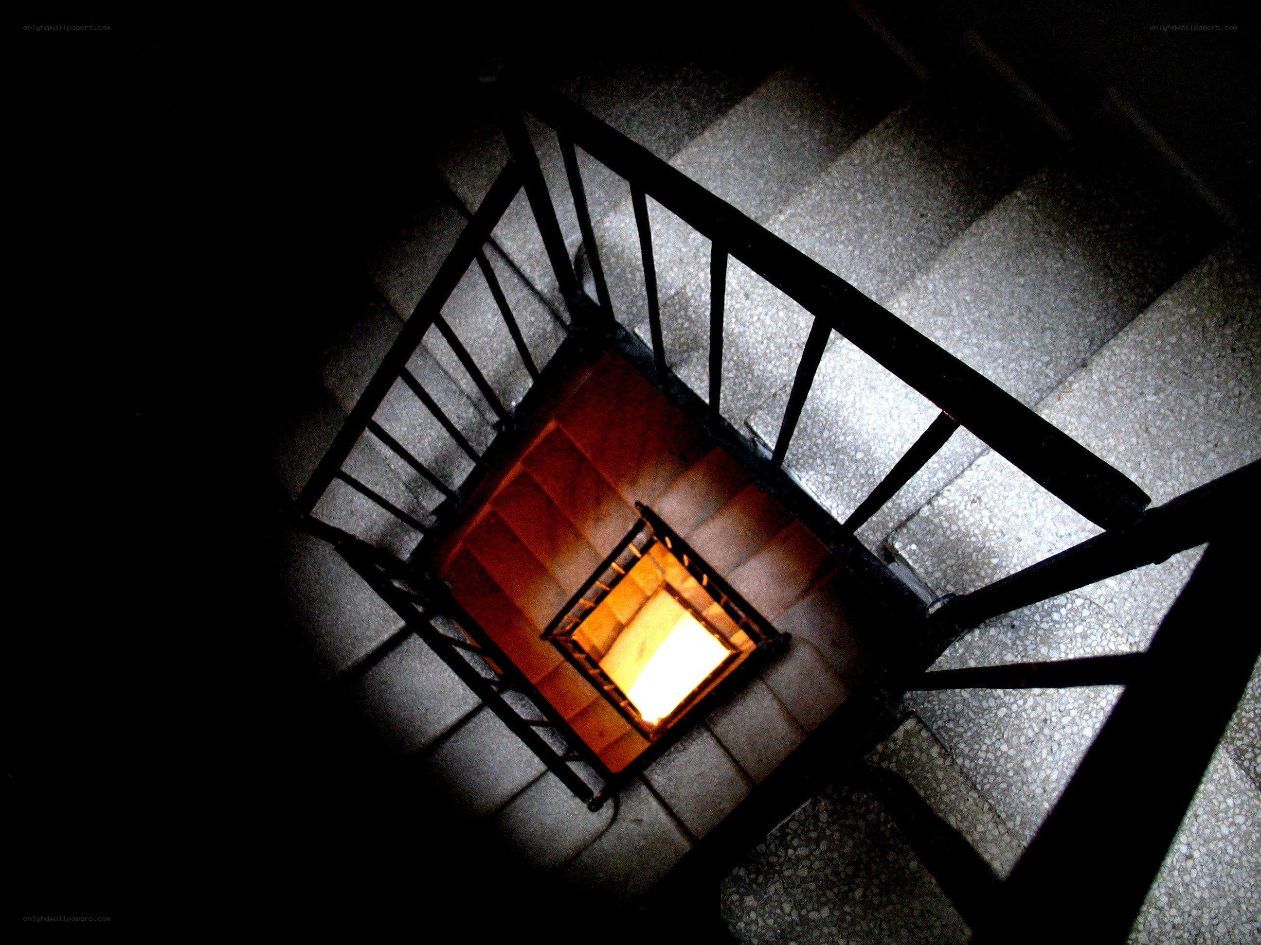 dark spiral staircase view