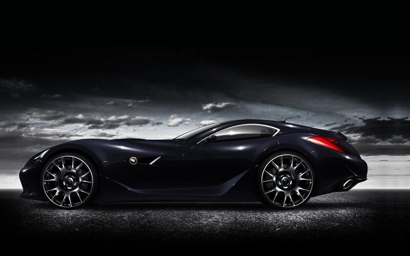 dark sports car at night