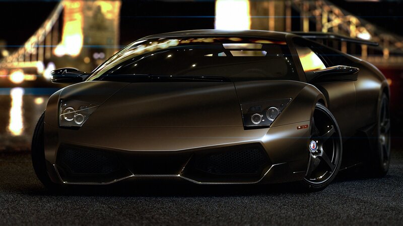 dark sports car at night