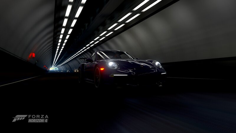 Dark Sports Car in Tunnel — Black