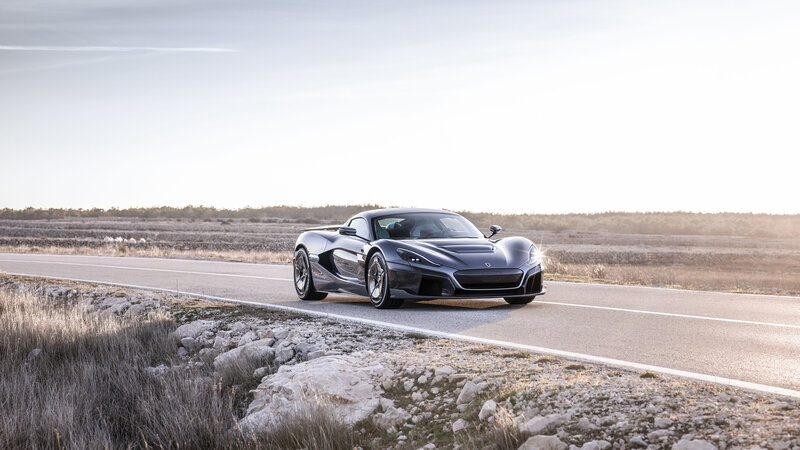 Dark Sports Car on Road — Gray