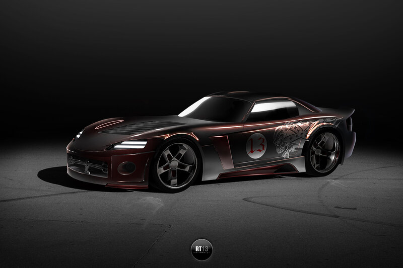 dark sports car with number 13