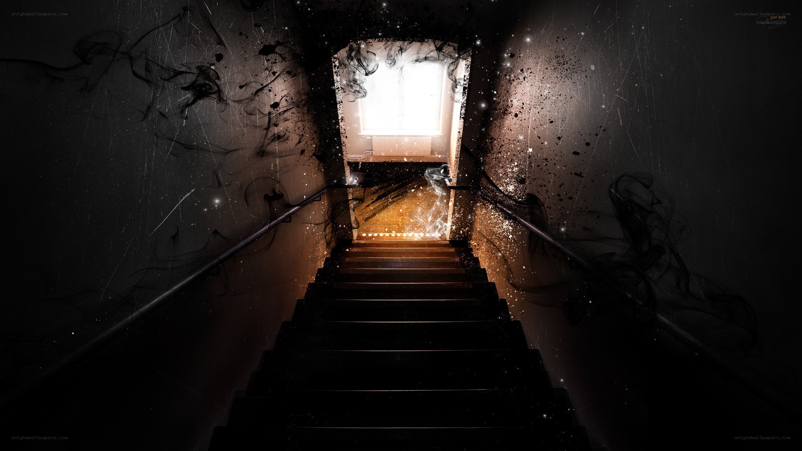 dark stairs to light
