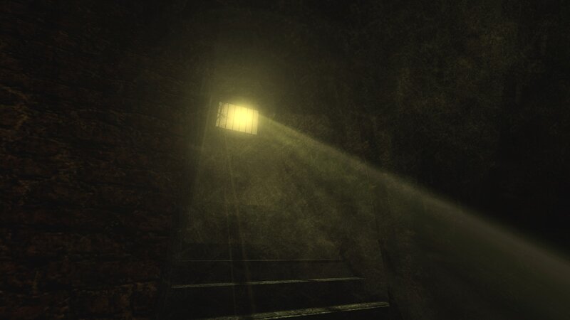 dark stairwell with light