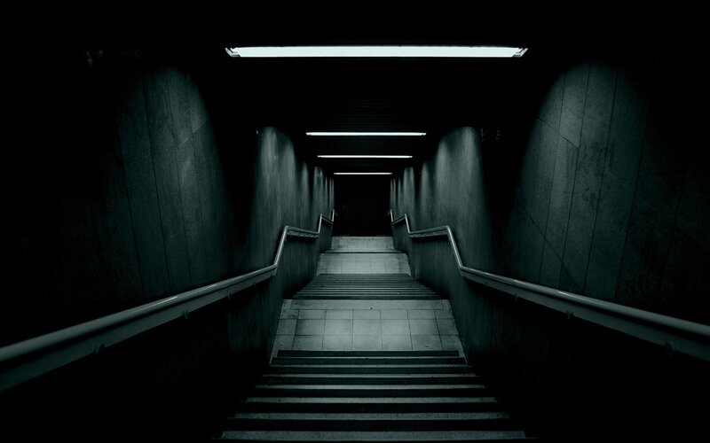 Dark Stairwell with Lights — Black