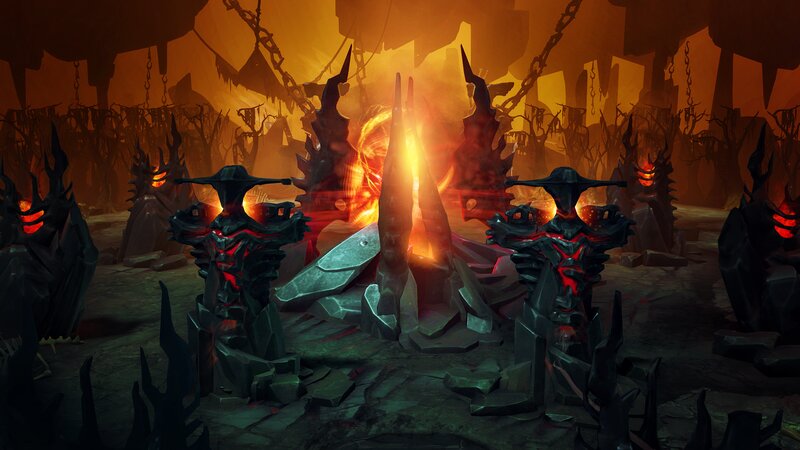 Dark Statues in a Cavern