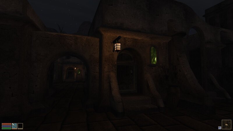 dark stone alley at night