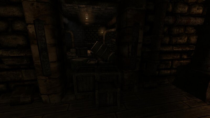 dark stone basement room