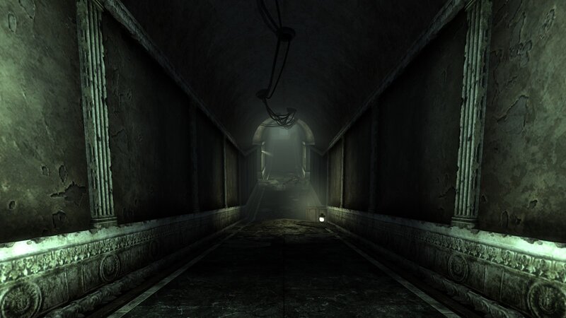 Dark Stone Corridor — Gray, Dramatic