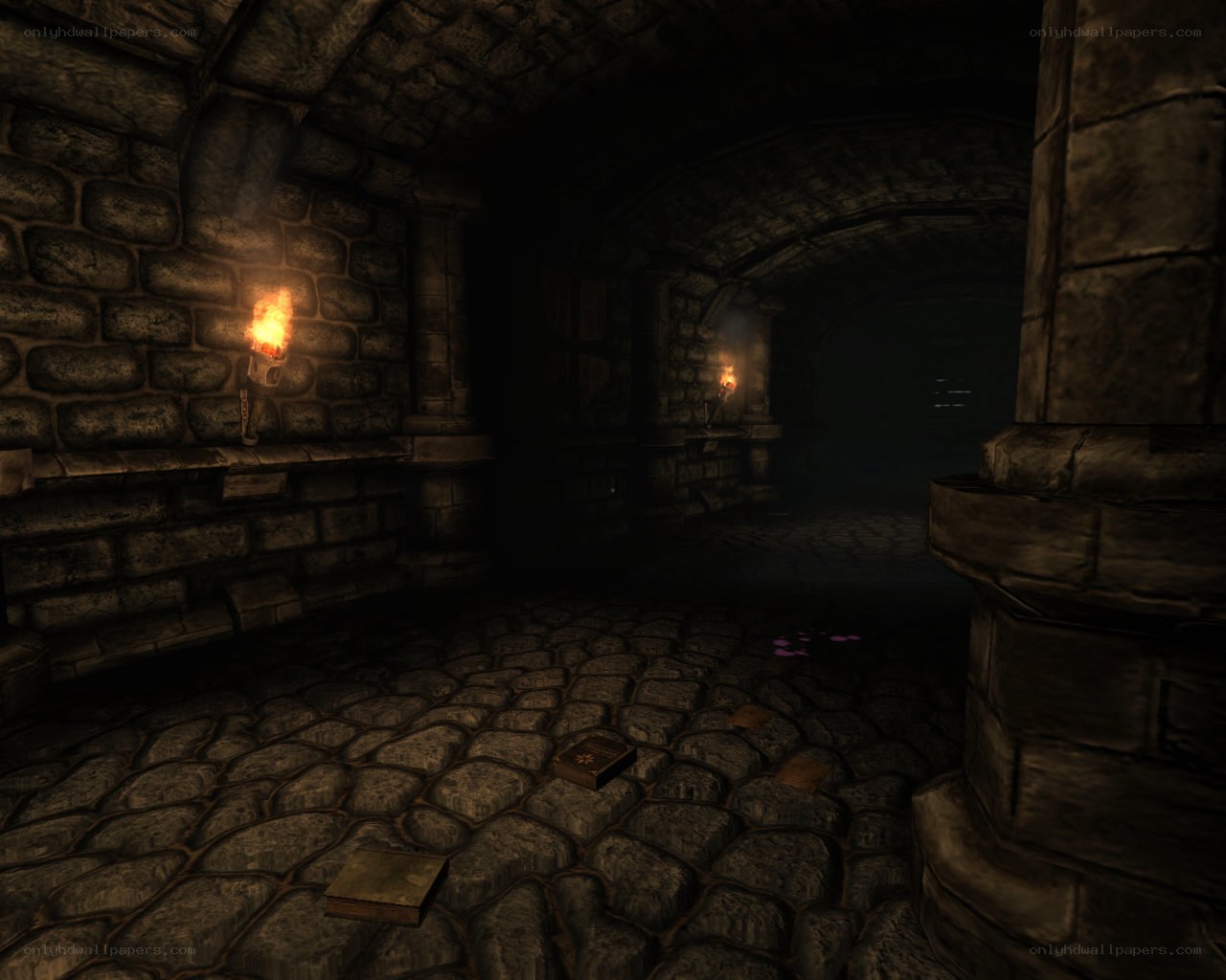 dark stone corridor