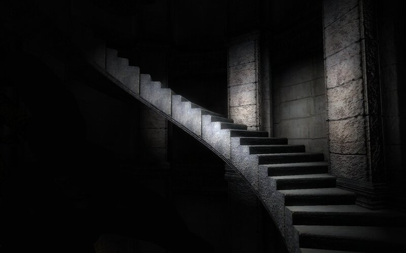 dark stone staircase