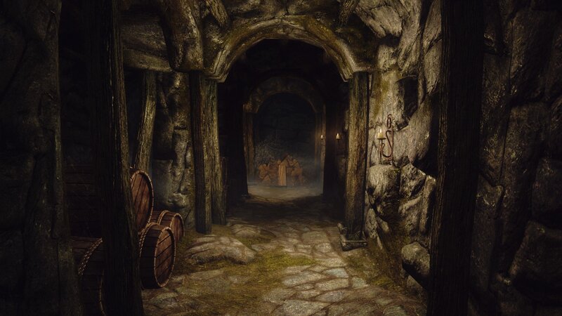 dark stone tunnel corridor