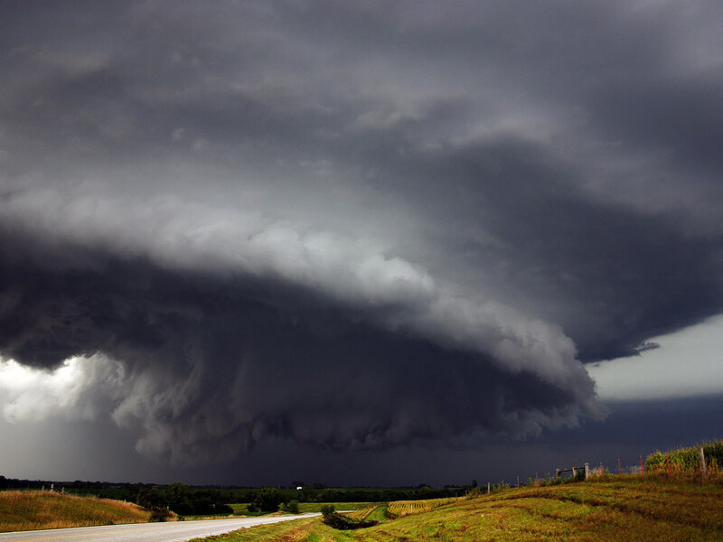Dark Storm Cloud over Field — Gray