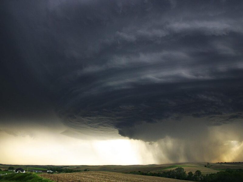 Dark Storm Cloud over Fields