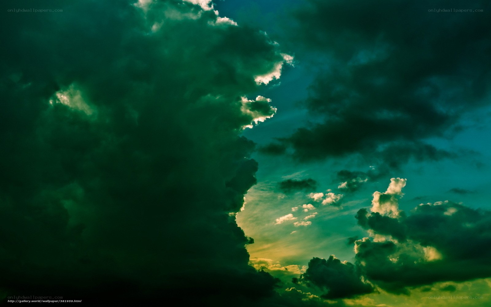 Dark storm clouds at sunset