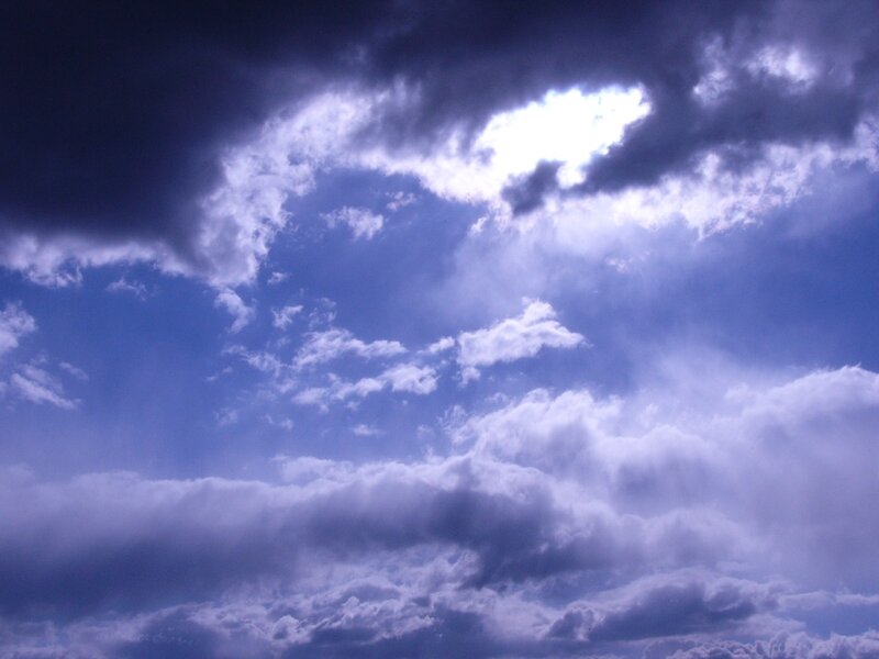 Dark Storm Clouds — Blue, Dramatic, Afternoon, Photograph, Sky, Sunlight