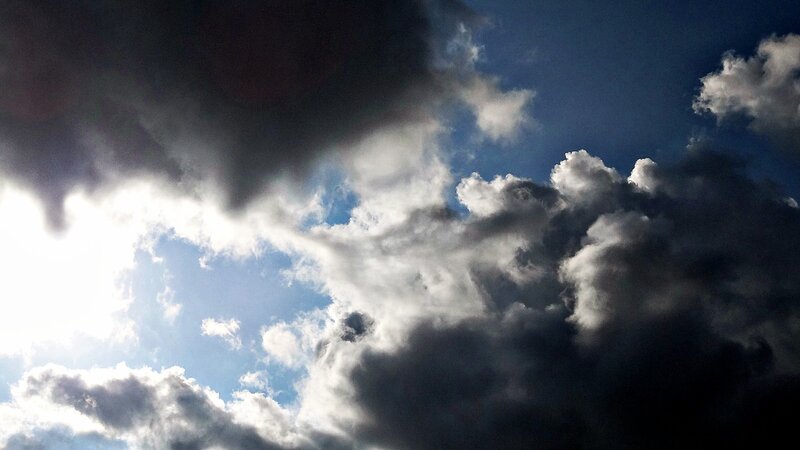 Dark Storm Clouds — Blue, Dramatic, Afternoon, Photograph, Sunlight