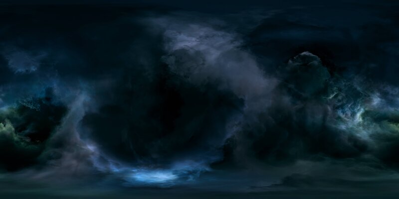 Dark Storm Clouds — Blue, Dramatic, Night, Digital Art, Sky