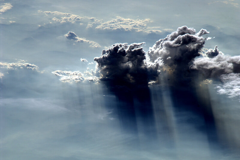 Dark Storm Clouds — Gray, Dramatic, Photograph, Sunbeams