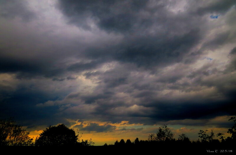 Dark Storm Clouds — Gray, Dramatic, Sunset, Photograph, Trees