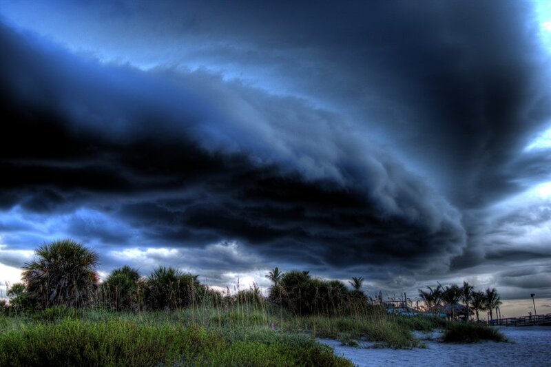 Dark Storm Clouds over Beach