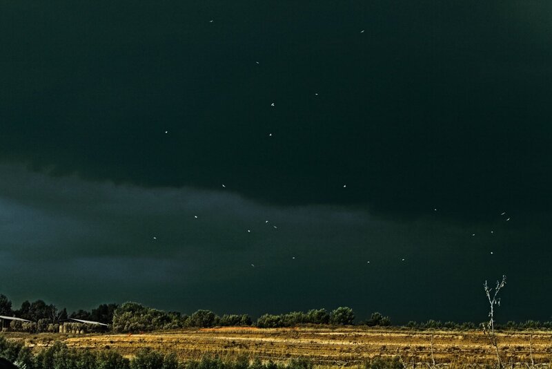Dark Storm Clouds over Field — Black, Dramatic, Night
