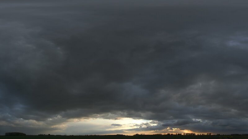 Dark Storm Clouds over Field — Gray, Dramatic, Sunset