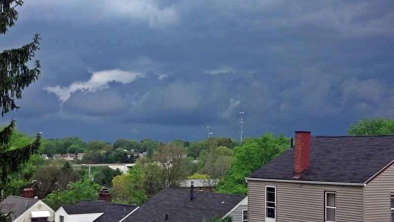 Dark Storm Clouds over Town — Gray, Dramatic