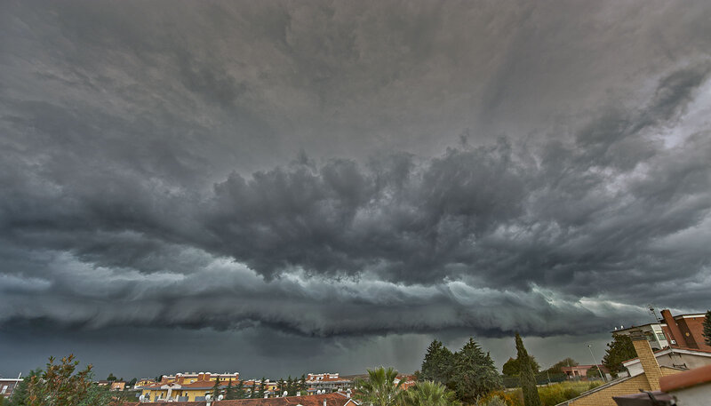 Dark Storm Clouds over Town — Gray