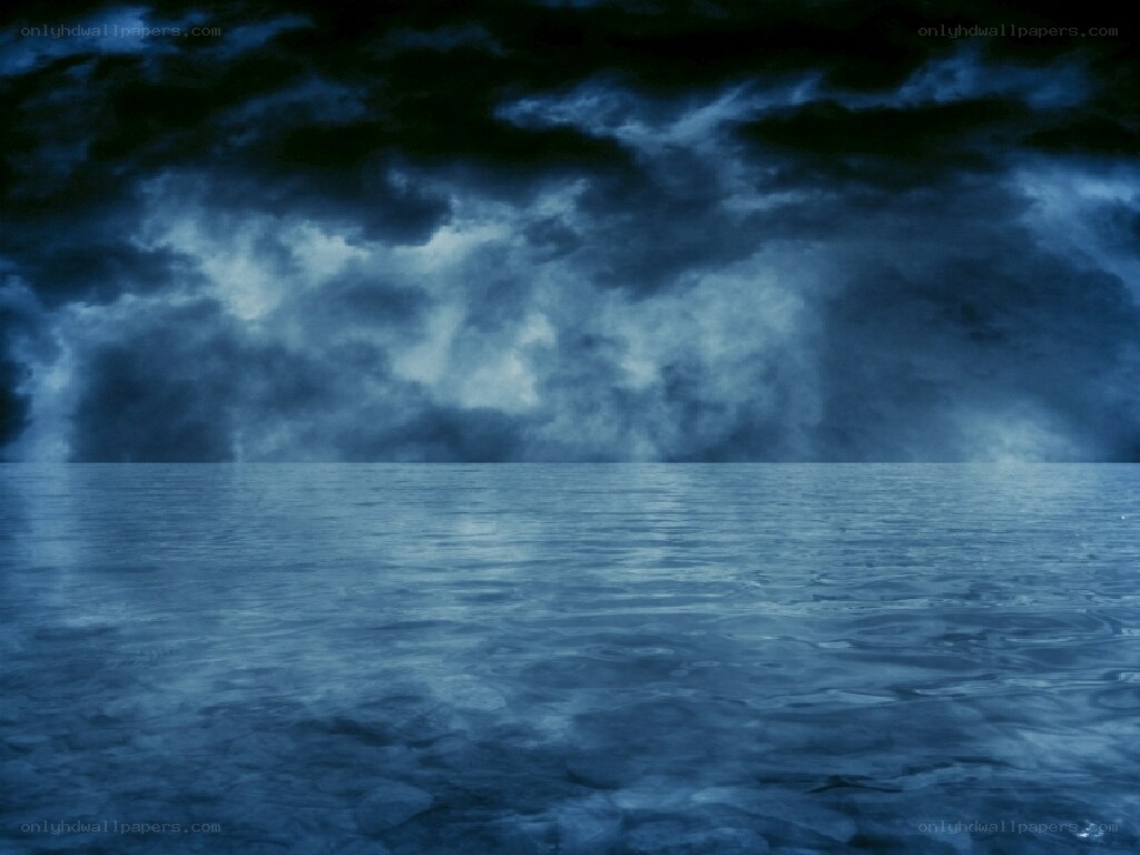 dark storm over calm sea