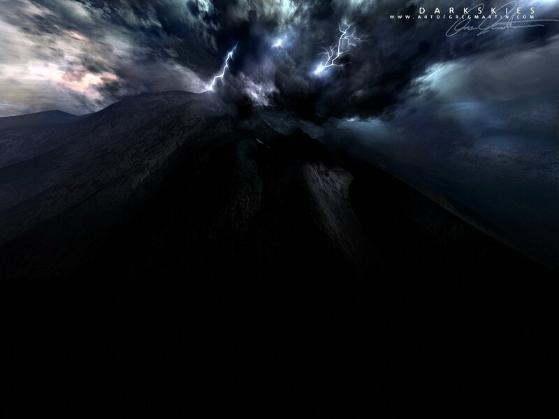 Dark storm over mountain peak