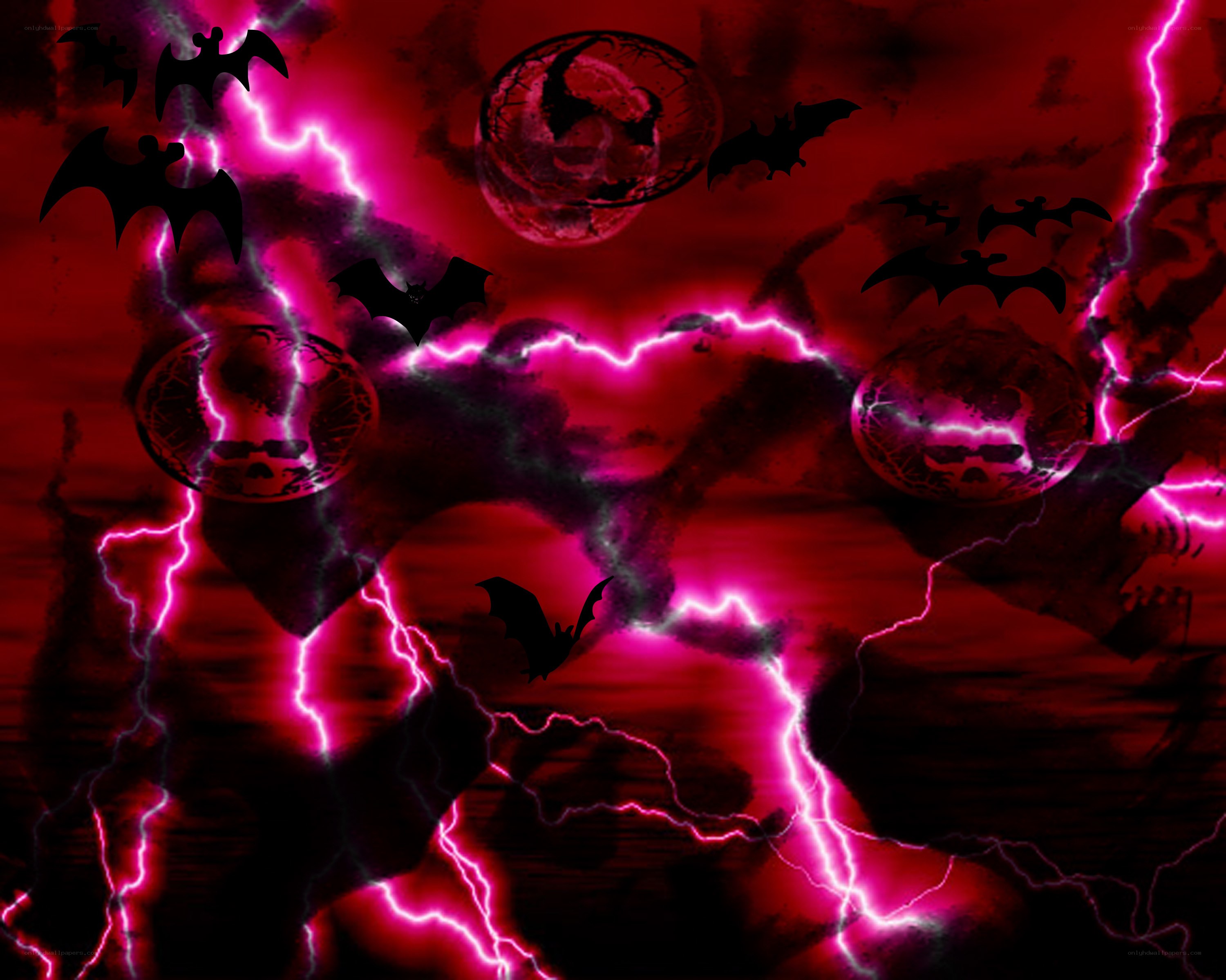 dark storm with bats and lightning