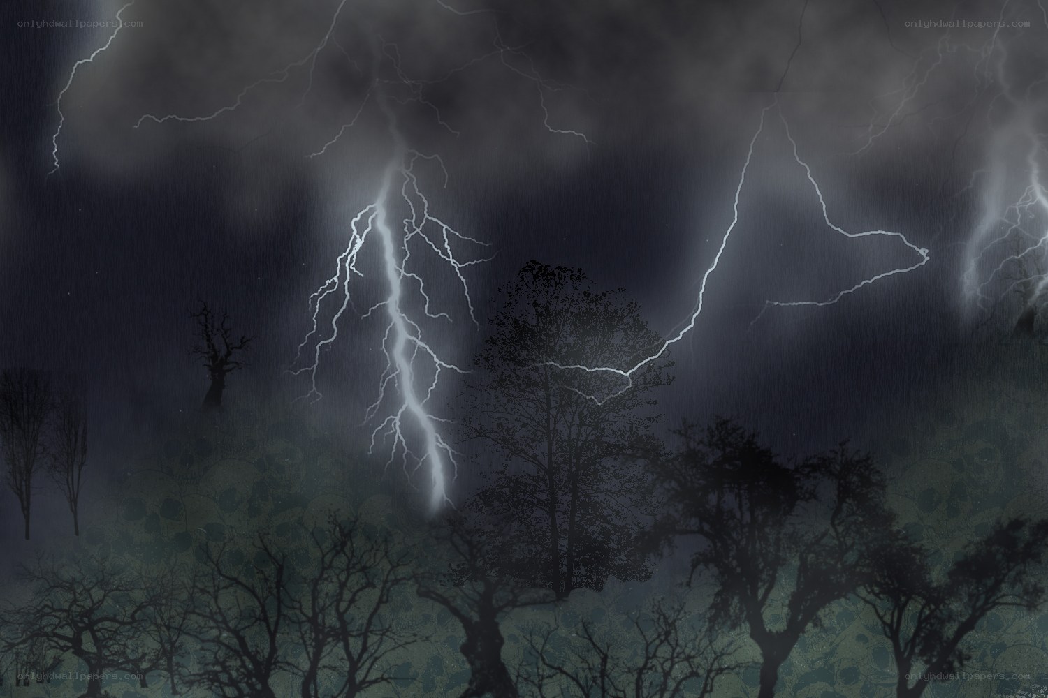 Dark storm with lightning