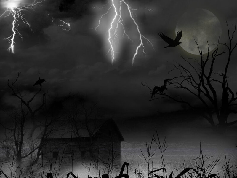 Dark stormy night with lightning