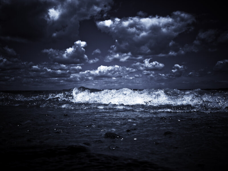 Dark stormy sea waves