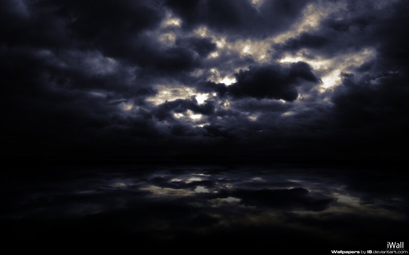dark stormy sky over water