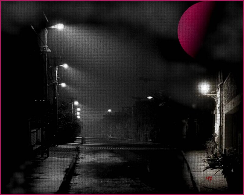 Dark Street at Night — Black