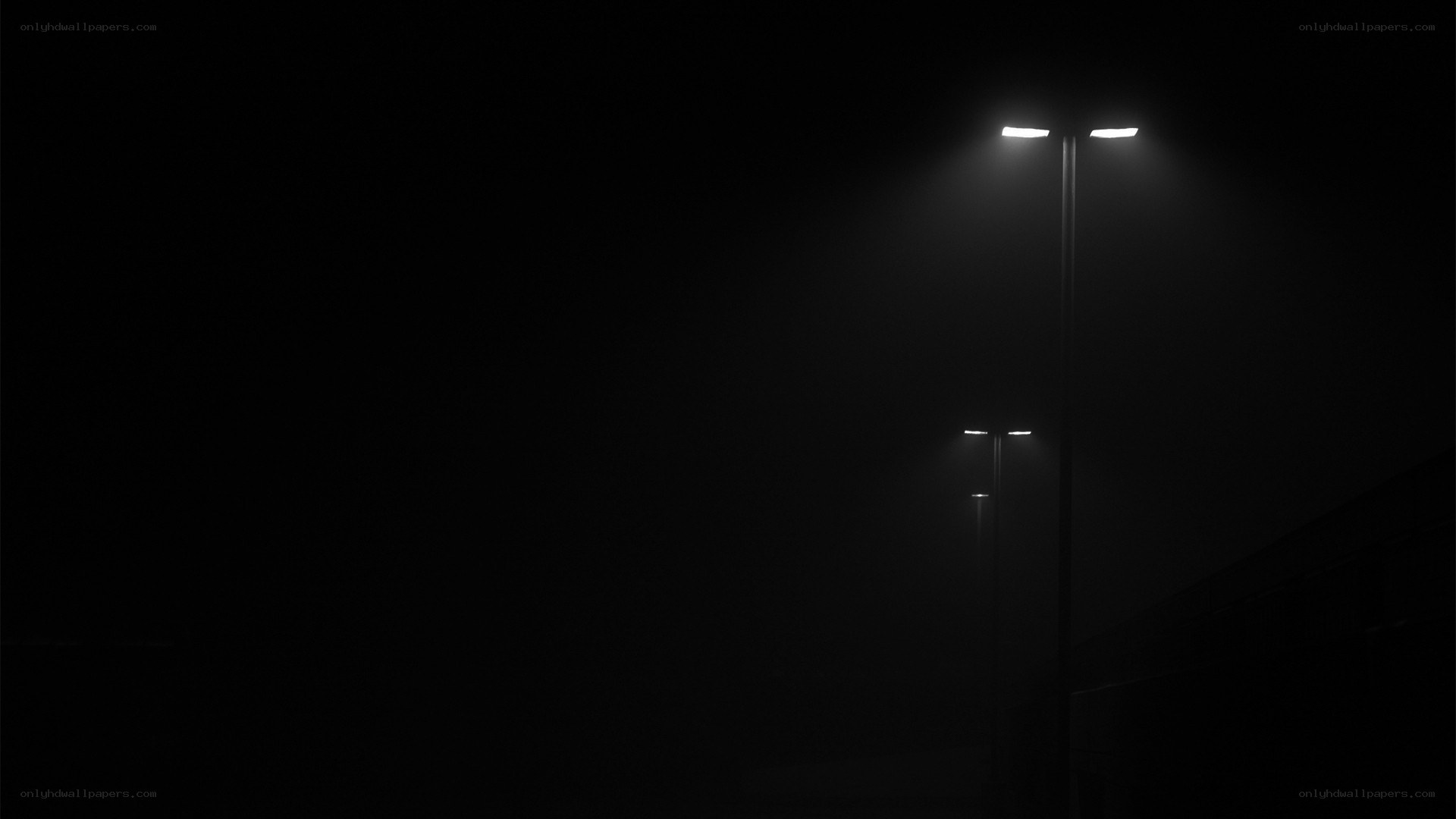 dark street lamps at night