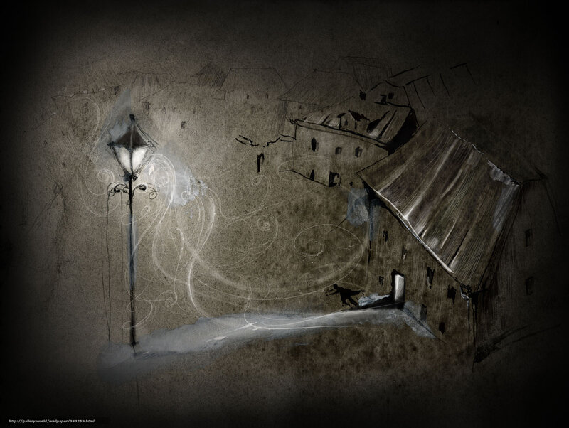 dark street with lamp post