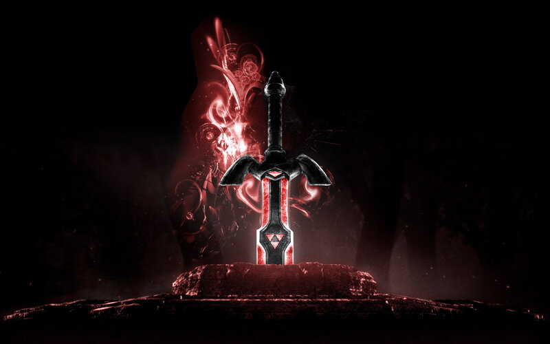 Dark sword in a mystical setting