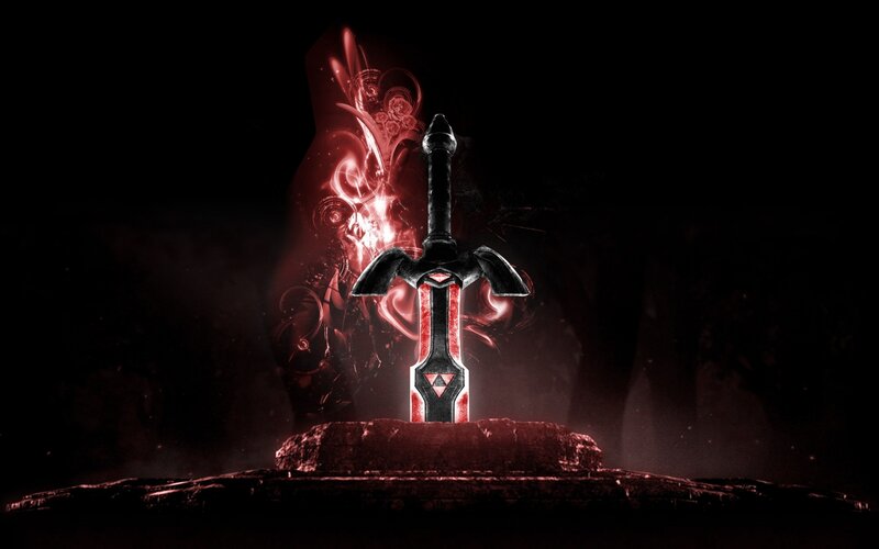 Dark sword on stone