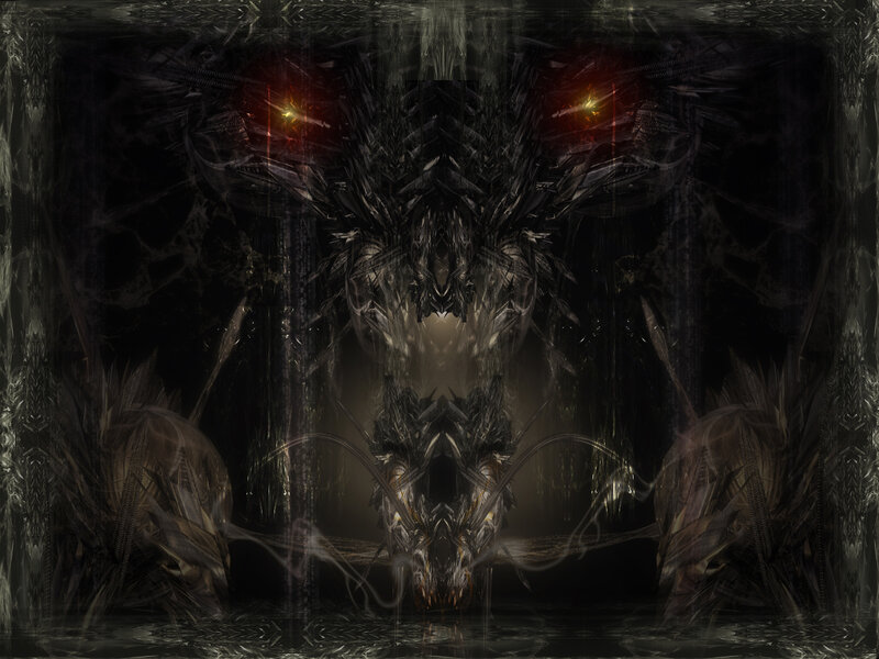 Dark symmetrical dragon creature