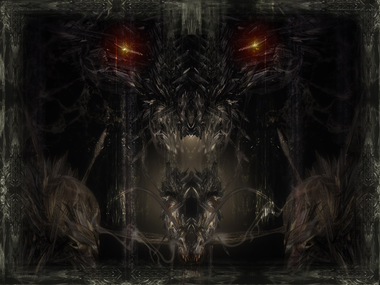 Dark symmetrical dragon creature