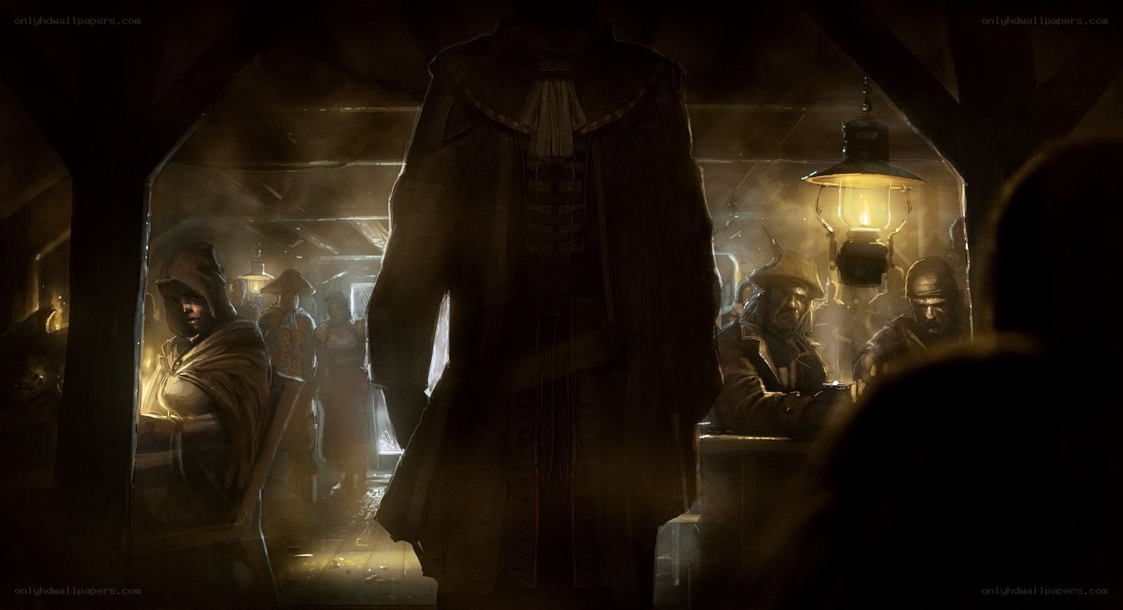 dark tavern scene